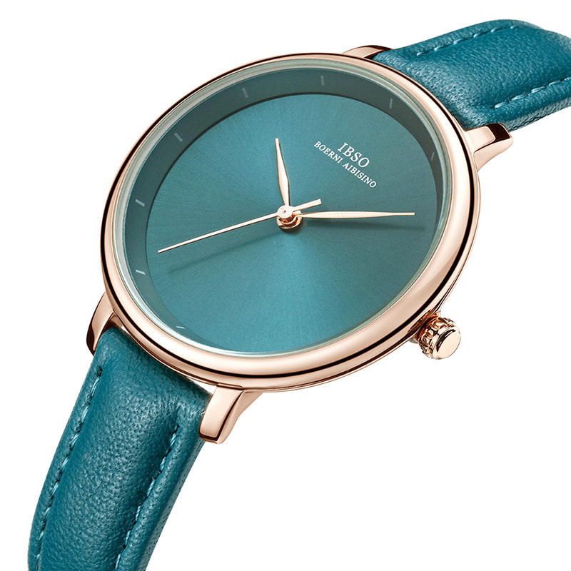 Ibso 6606 Reloj De Pulsera Para Mujer De Diseño Simple Reloj De Cuarzo Con Banda De Cuero De Estilo Empresarial