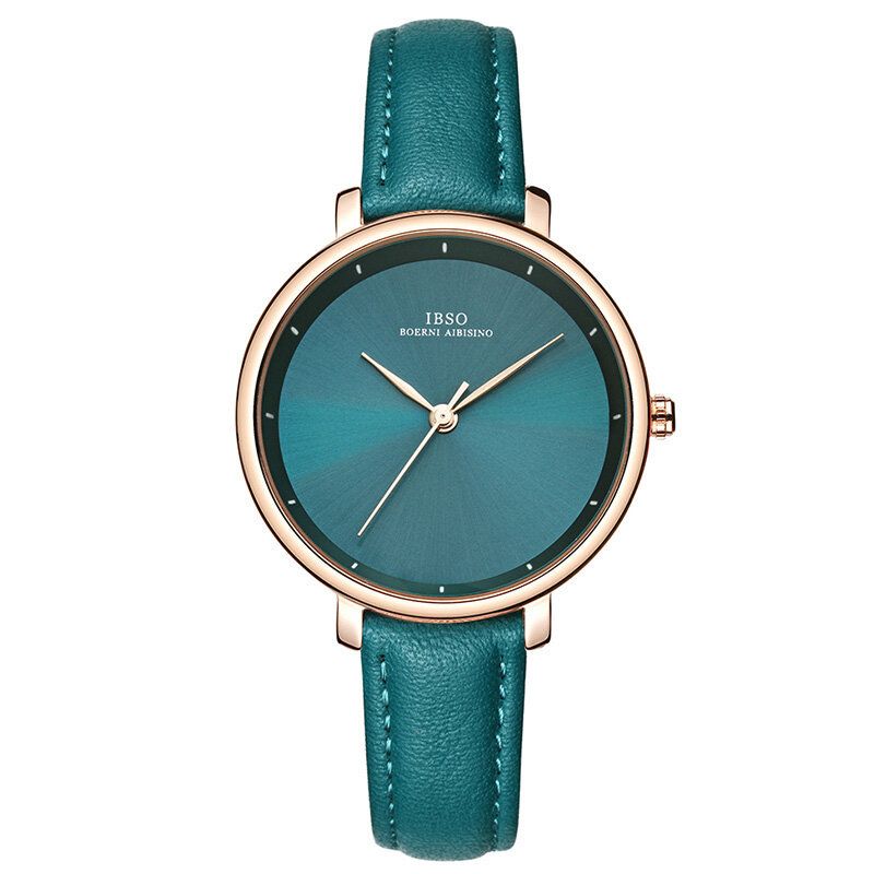 Ibso 6606 Reloj De Pulsera Para Mujer De Diseño Simple Reloj De Cuarzo Con Banda De Cuero De Estilo Empresarial