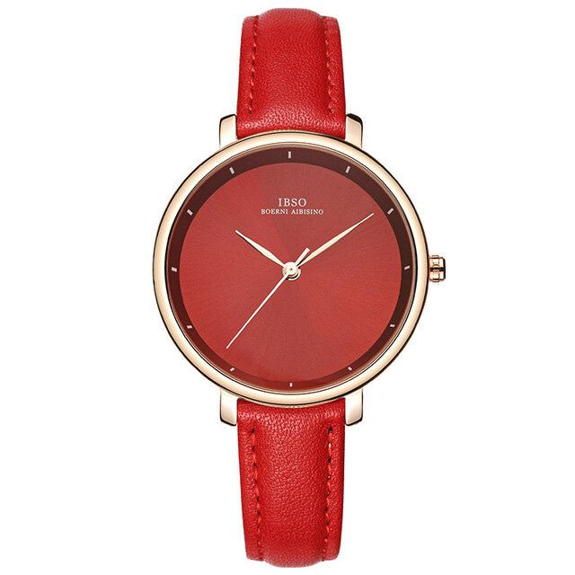 Ibso 6606 Reloj De Pulsera Para Mujer De Diseño Simple Reloj De Cuarzo Con Banda De Cuero De Estilo Empresarial