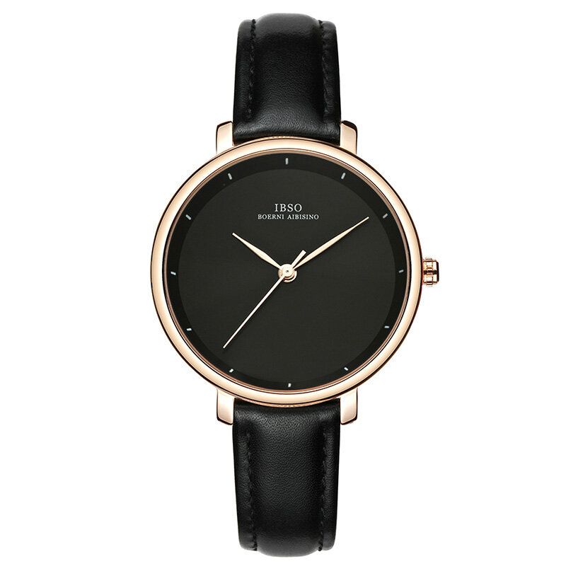 Ibso 6606 Reloj De Pulsera Para Mujer De Diseño Simple Reloj De Cuarzo Con Banda De Cuero De Estilo Empresarial