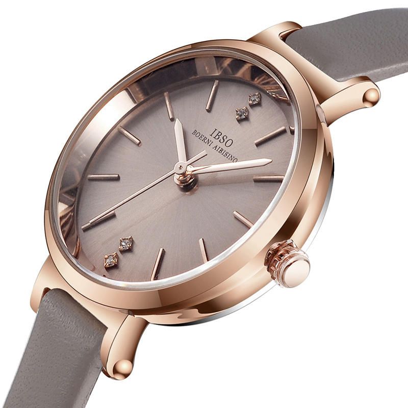 Ibso S8688l Reloj De Pulsera Ultra Fino Para Mujer Reloj De Cuarzo Con Correa De Cuero De Diseño Elegante De Cristal