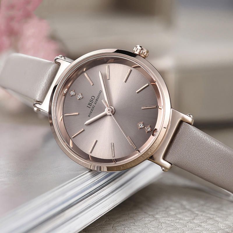 Ibso S8688l Reloj De Pulsera Ultra Fino Para Mujer Reloj De Cuarzo Con Correa De Cuero De Diseño Elegante De Cristal