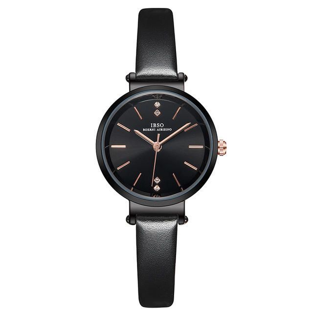 Ibso S8688l Reloj De Pulsera Ultra Fino Para Mujer Reloj De Cuarzo Con Correa De Cuero De Diseño Elegante De Cristal