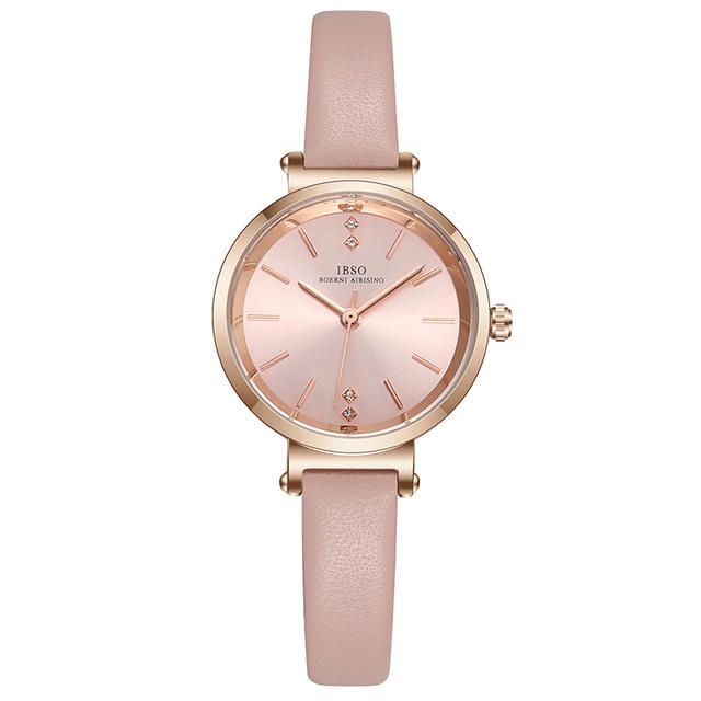 Ibso S8688l Reloj De Pulsera Ultra Fino Para Mujer Reloj De Cuarzo Con Correa De Cuero De Diseño Elegante De Cristal