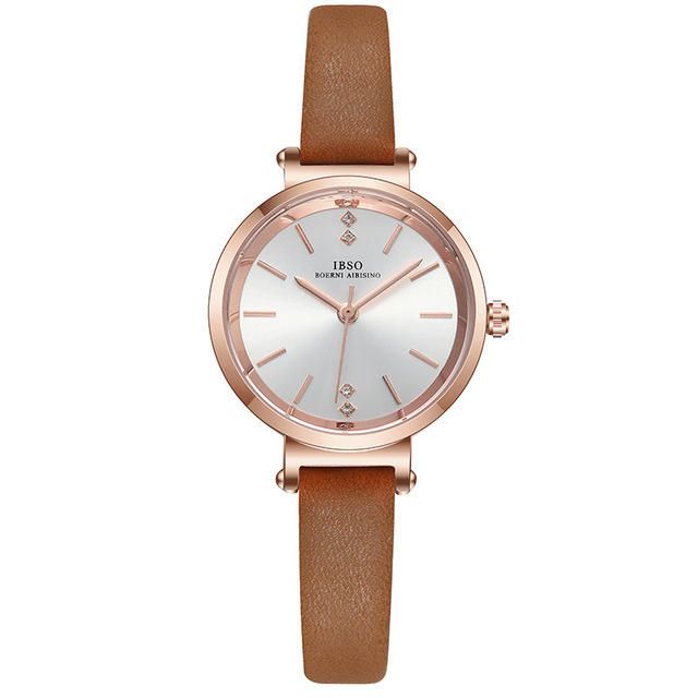 Ibso S8688l Reloj De Pulsera Ultra Fino Para Mujer Reloj De Cuarzo Con Correa De Cuero De Diseño Elegante De Cristal