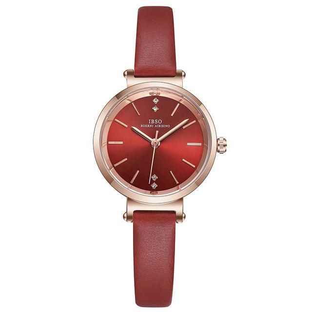 Ibso S8688l Reloj De Pulsera Ultra Fino Para Mujer Reloj De Cuarzo Con Correa De Cuero De Diseño Elegante De Cristal