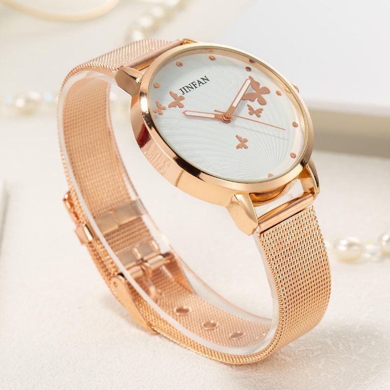 Jinfan Jl06 Reloj De Pulsera De Estilo Casual Para Mujer Relojes De Cuarzo De Acero Completo