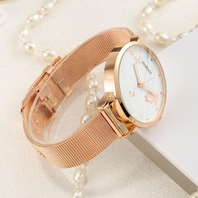 Jinfan Jl06 Reloj De Pulsera De Estilo Casual Para Mujer Relojes De Cuarzo De Acero Completo