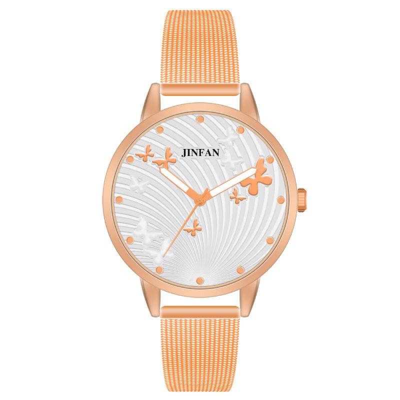 Jinfan Jl06 Reloj De Pulsera De Estilo Casual Para Mujer Relojes De Cuarzo De Acero Completo