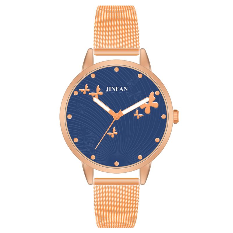 Jinfan Jl06 Reloj De Pulsera De Estilo Casual Para Mujer Relojes De Cuarzo De Acero Completo