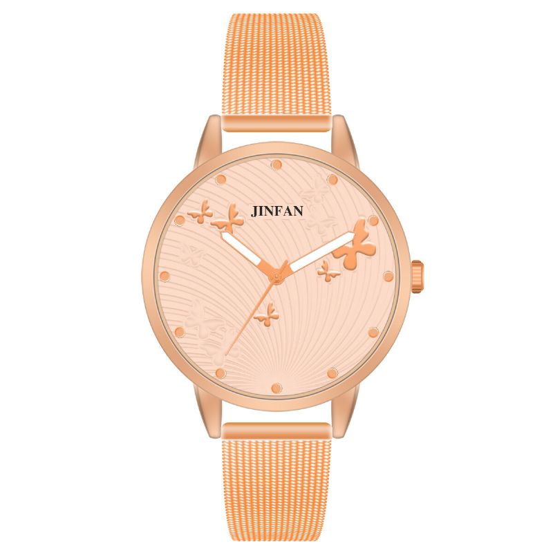 Jinfan Jl06 Reloj De Pulsera De Estilo Casual Para Mujer Relojes De Cuarzo De Acero Completo