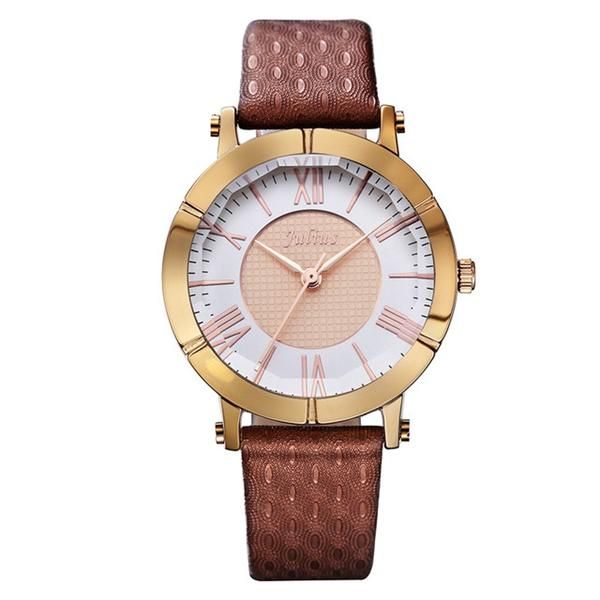 Julius 789 Reloj De Cuarzo De Estudiante De Moda Con Correa De Cuero De Lujo Para Mujer