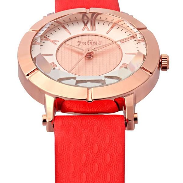 Julius 789 Reloj De Cuarzo De Estudiante De Moda Con Correa De Cuero De Lujo Para Mujer