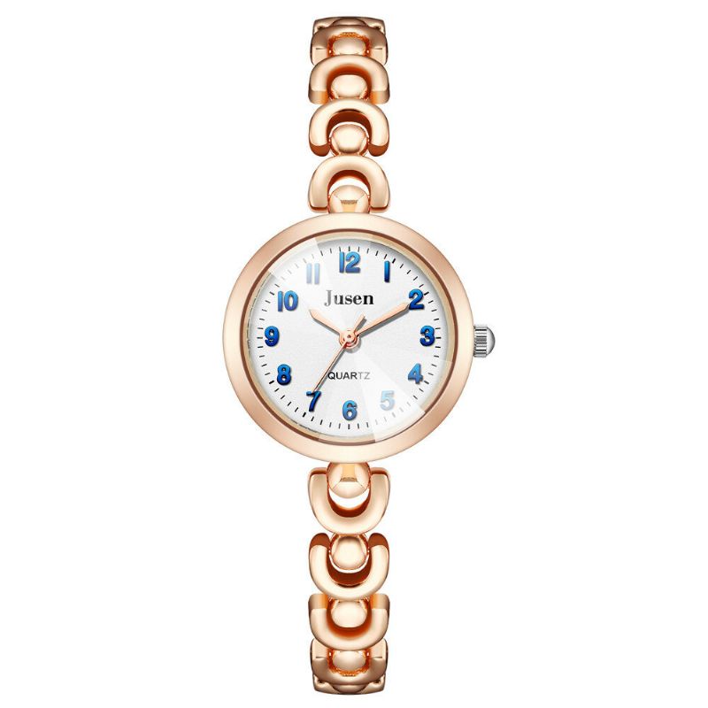 Jusen Js6321 Reloj De Pulsera De Mujer De Moda De Metal Completo Reloj De Cuarzo Con Visualización De Números