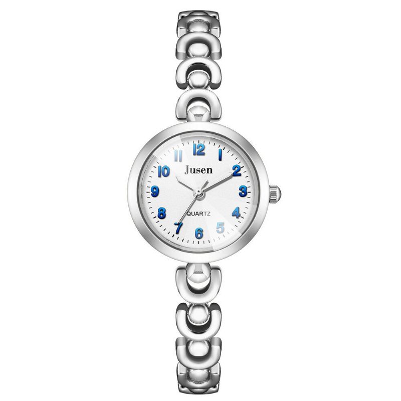 Jusen Js6321 Reloj De Pulsera De Mujer De Moda De Metal Completo Reloj De Cuarzo Con Visualización De Números