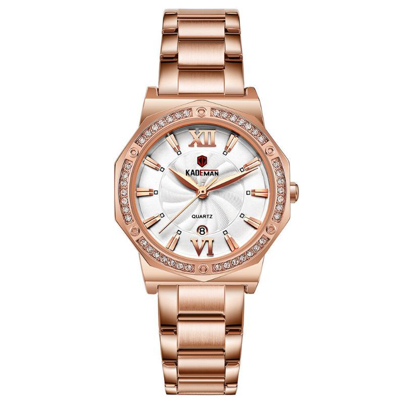 Kademan 829 Reloj Casual Femenino 3atm Pantalla De Fecha Impermeable Reloj De Cuarzo De Cristal Elegante