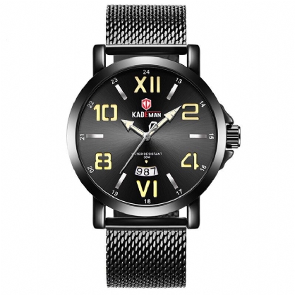 Kademan 9021g Reloj De Pulsera Ultradelgado Para Hombre Relojes De Cuarzo Con Banda De Acero Y Malla