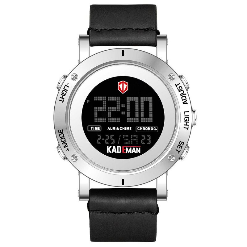 Kademan K010 Reloj Casual Para Hombre Impermeable Luminoso Semana Fecha Pantalla Lcd Correa De Cuero Reloj Digital