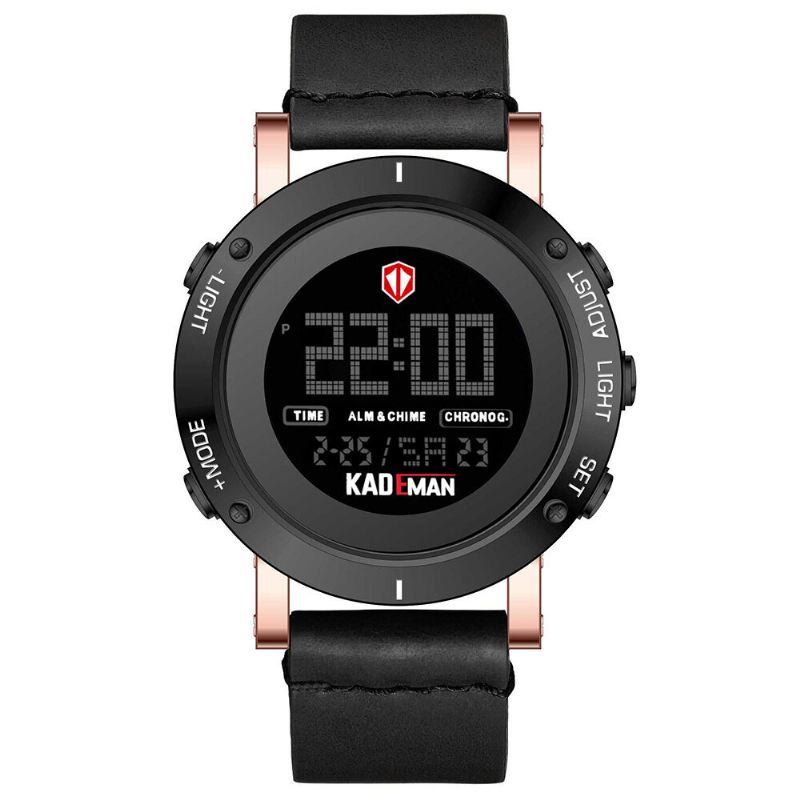 Kademan K010 Reloj Casual Para Hombre Impermeable Luminoso Semana Fecha Pantalla Lcd Correa De Cuero Reloj Digital