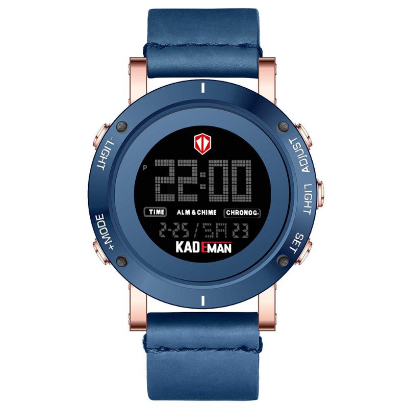 Kademan K010 Reloj Casual Para Hombre Impermeable Luminoso Semana Fecha Pantalla Lcd Correa De Cuero Reloj Digital