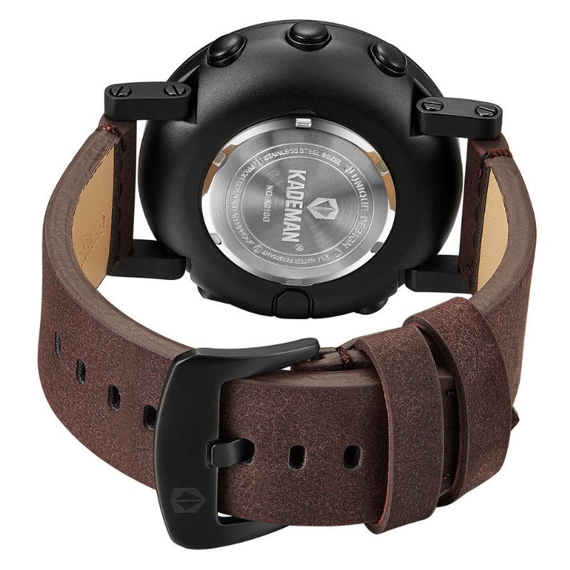 Kademan K010 Reloj Casual Para Hombre Impermeable Luminoso Semana Fecha Pantalla Lcd Correa De Cuero Reloj Digital