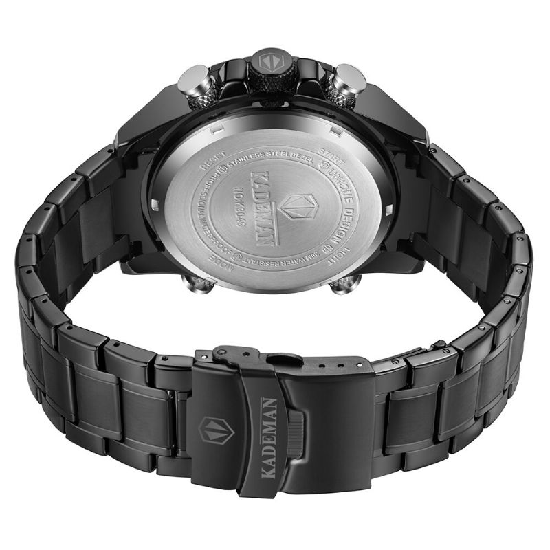 Kademan K9049 Reloj Despertador De Acero Inoxidable A La Moda Para Hombre Pantalla Luminosa Reloj Impermeable Reloj Digital De Doble Pantalla