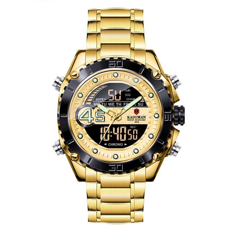 Kademan K9054 Reloj Digital Deportivo Para Hombre Fecha Luminosa Pantalla De Semana Reloj Lcd Impermeable Con Doble Pantalla