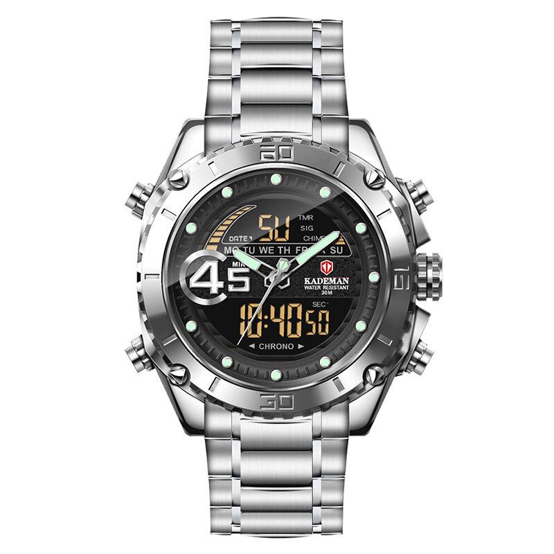 Kademan K9054 Reloj Digital Deportivo Para Hombre Fecha Luminosa Pantalla De Semana Reloj Lcd Impermeable Con Doble Pantalla