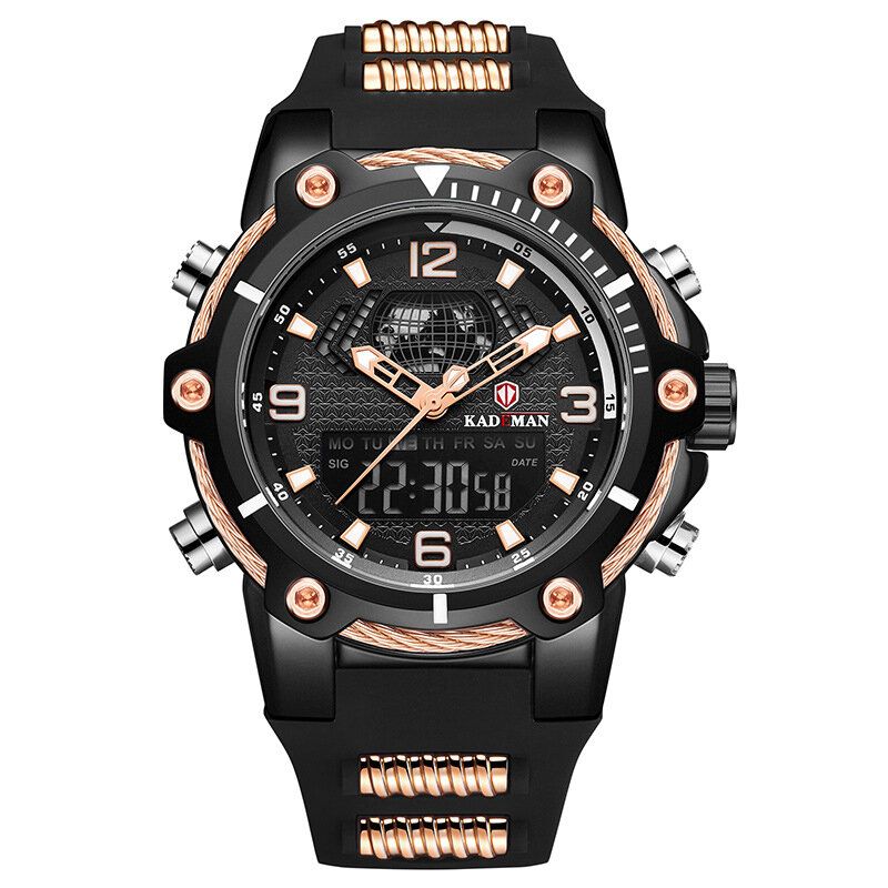 Kademan K9055g Reloj Digital De Moda Para Hombre Reloj De Pantalla Dual Con Pantalla De Semana Luminosa Impermeable