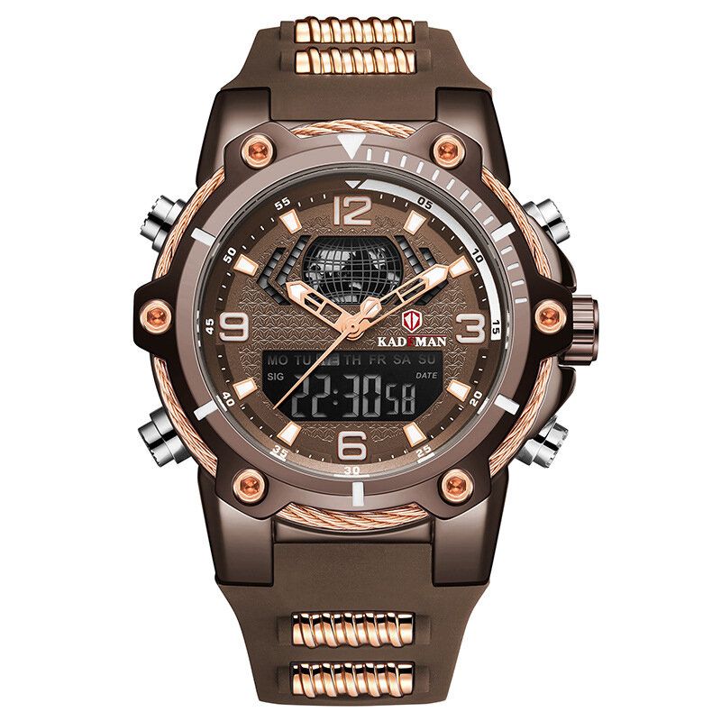 Kademan K9055g Reloj Digital De Moda Para Hombre Reloj De Pantalla Dual Con Pantalla De Semana Luminosa Impermeable