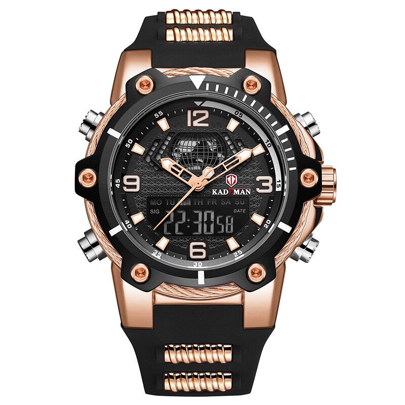 Kademan K9055g Reloj Digital De Moda Para Hombre Reloj De Pantalla Dual Con Pantalla De Semana Luminosa Impermeable