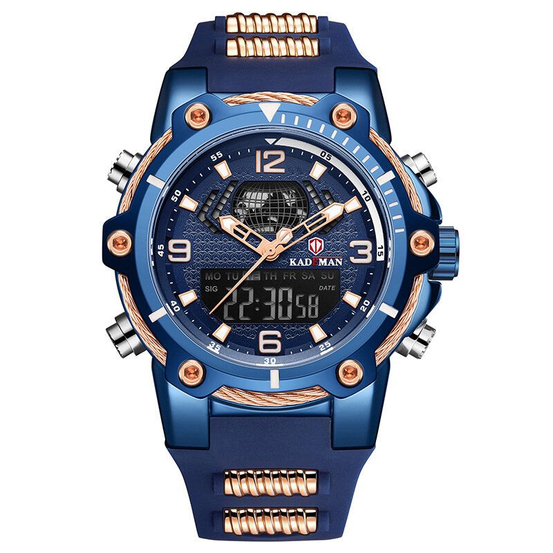 Kademan K9055g Reloj Digital De Moda Para Hombre Reloj De Pantalla Dual Con Pantalla De Semana Luminosa Impermeable