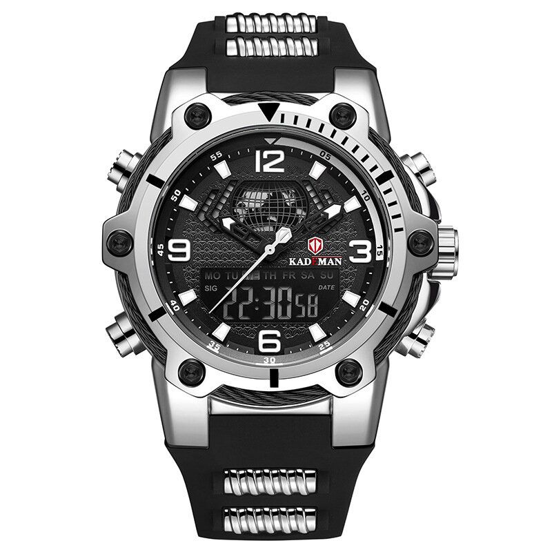 Kademan K9055g Reloj Digital De Moda Para Hombre Reloj De Pantalla Dual Con Pantalla De Semana Luminosa Impermeable