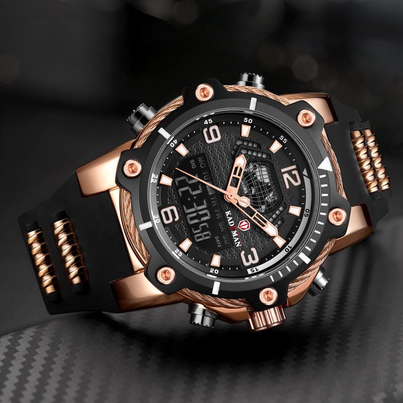 Kademan K9055g Reloj Digital De Moda Para Hombre Reloj De Pantalla Dual Con Pantalla De Semana Luminosa Impermeable