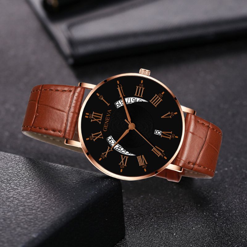 Khorasan Creative Casual Wing Hollow Design Pu Leather Band Hombres Reloj De Pulsera De Cuarzo