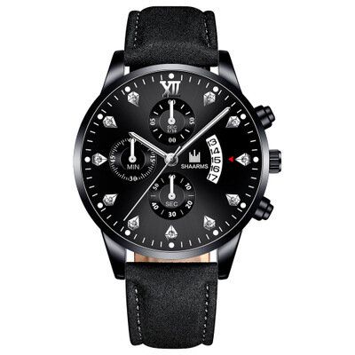 Khorasan Fashion Business Puntero Decorado Con Calendario Dial Pu Leather Band Hombres Reloj De Pulsera De Cuarzo