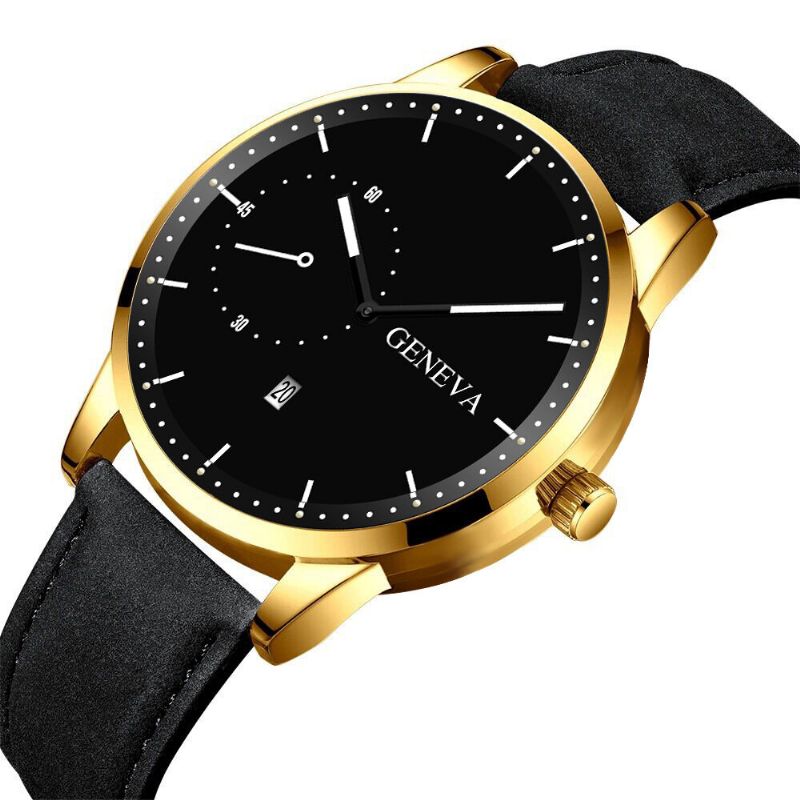 Khorasan Fashion Casual Con Calendario Dial Pu Leather Band Hombres Reloj De Pulsera De Cuarzo