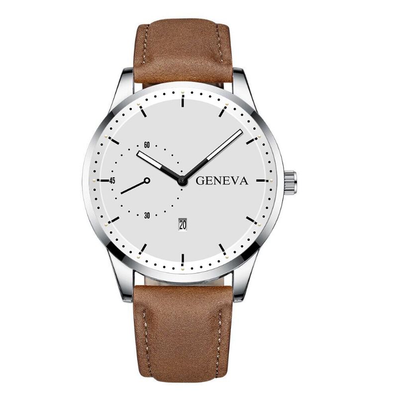 Khorasan Fashion Casual Con Calendario Dial Pu Leather Band Hombres Reloj De Pulsera De Cuarzo