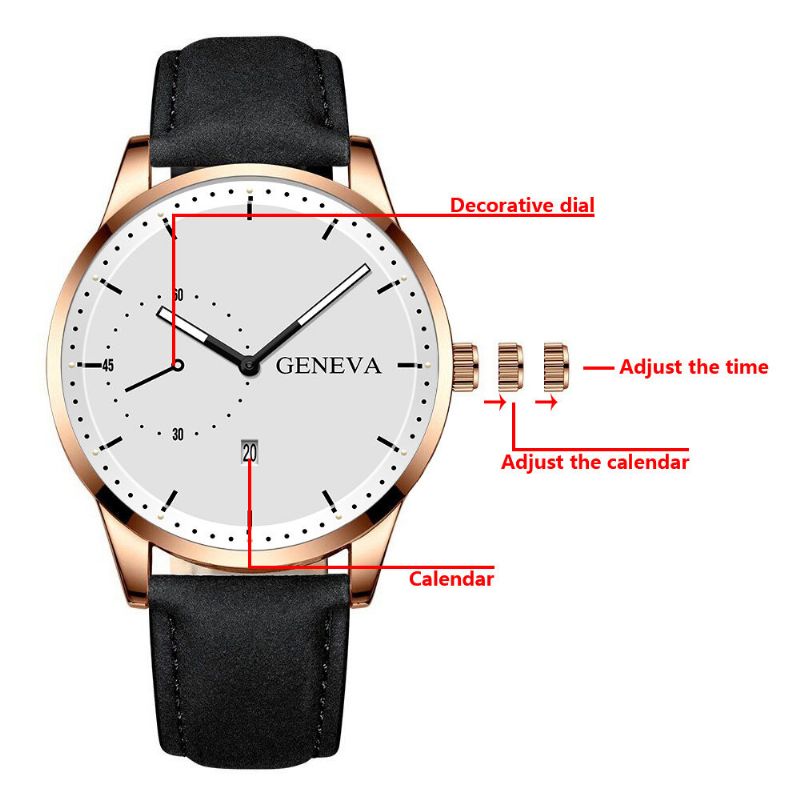 Khorasan Fashion Casual Con Calendario Dial Pu Leather Band Hombres Reloj De Pulsera De Cuarzo