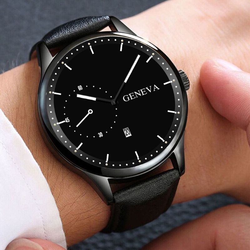 Khorasan Fashion Casual Con Calendario Dial Pu Leather Band Hombres Reloj De Pulsera De Cuarzo