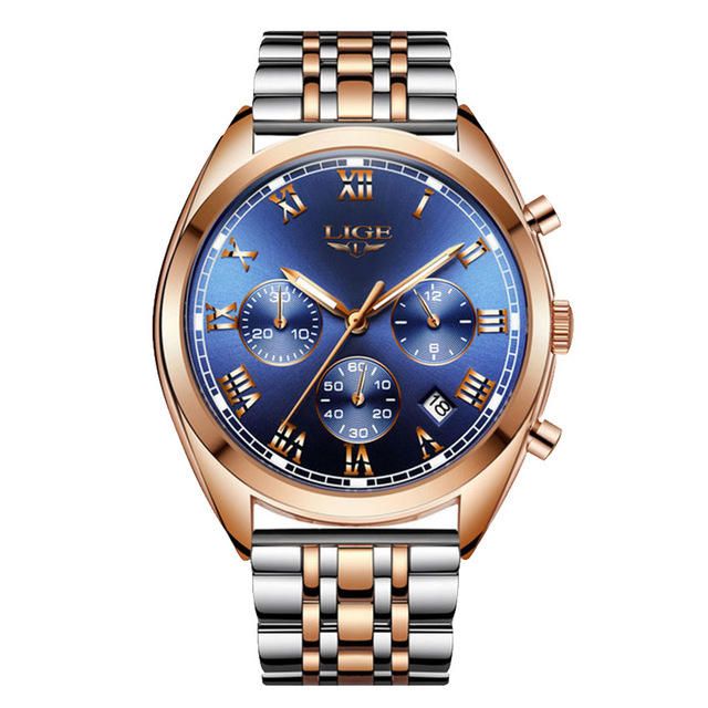 Lige 9852 Pantalla De Fecha De 24 Horas Reloj De Pulsera Para Hombre Reloj De Cuarzo De Estilo Empresarial