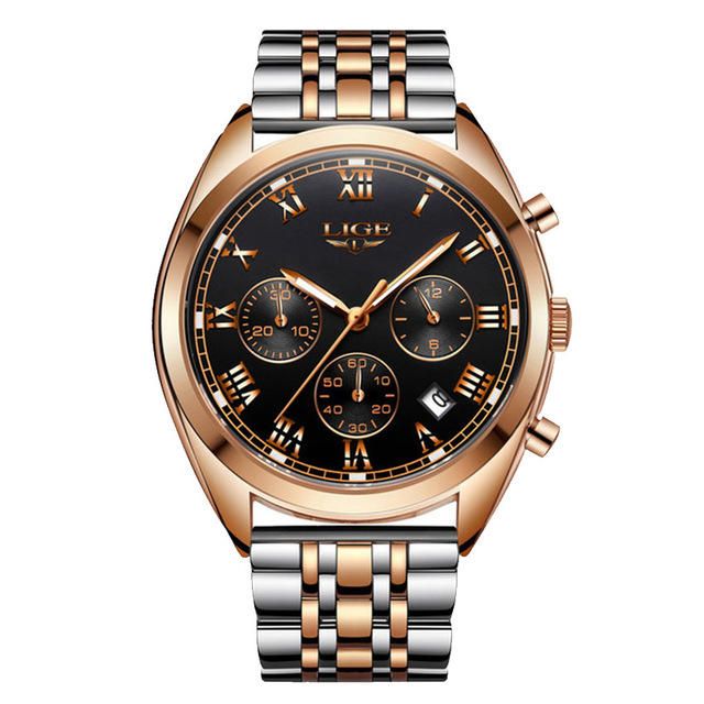 Lige 9852 Pantalla De Fecha De 24 Horas Reloj De Pulsera Para Hombre Reloj De Cuarzo De Estilo Empresarial