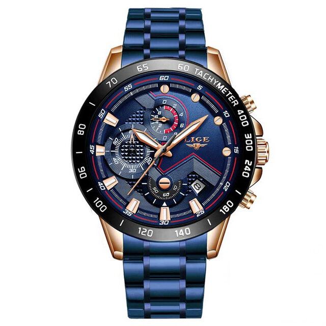 Lige 9982 Reloj De Pulsera Multifunción Impermeable Para Hombre Reloj De Cuarzo Con Pantalla Luminosa