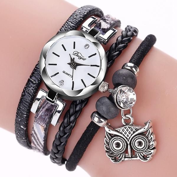 Lindo Estilo Búho Colgante Señoras Pulsera Reloj Moda Mujer Reloj De Pulsera