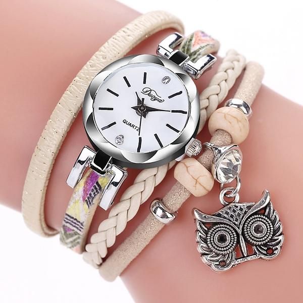 Lindo Estilo Búho Colgante Señoras Pulsera Reloj Moda Mujer Reloj De Pulsera