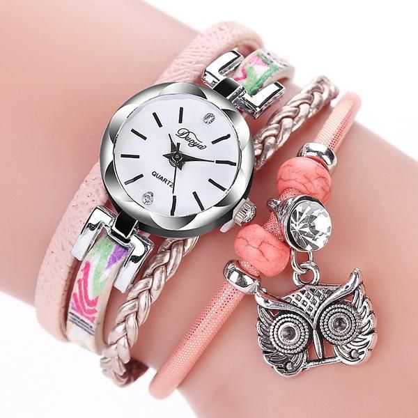 Lindo Estilo Búho Colgante Señoras Pulsera Reloj Moda Mujer Reloj De Pulsera