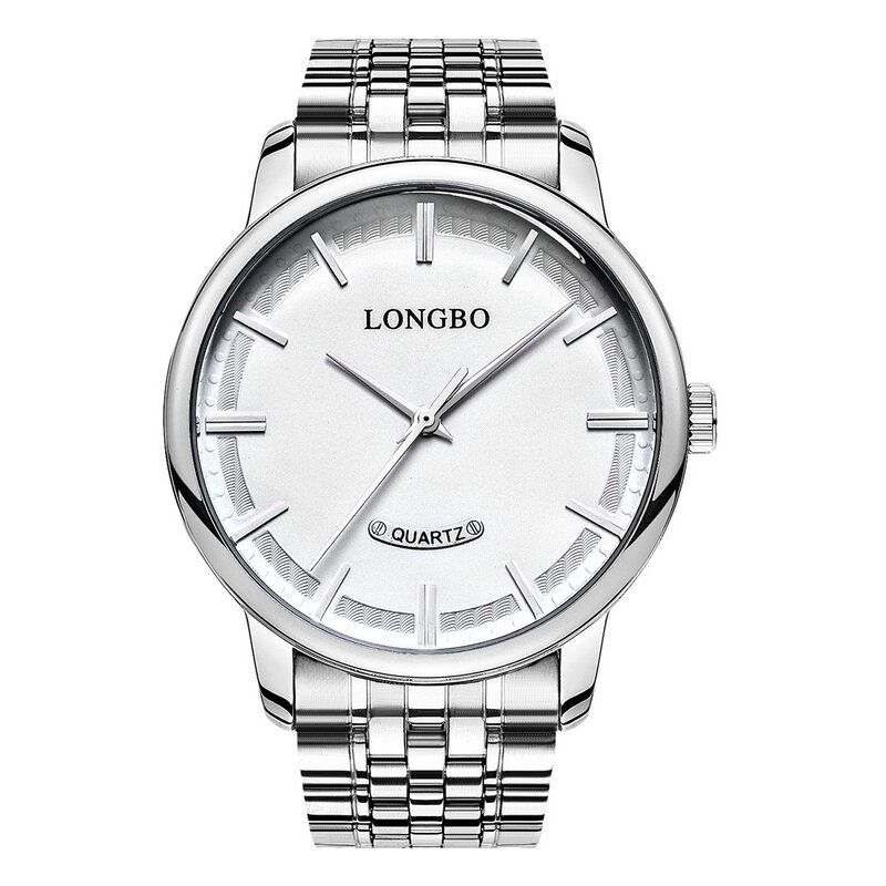 Longbo 80232 Fahsion Business Style Correa De Acero Completa Reloj De Cuarzo Para Hombre Con Esfera Simple