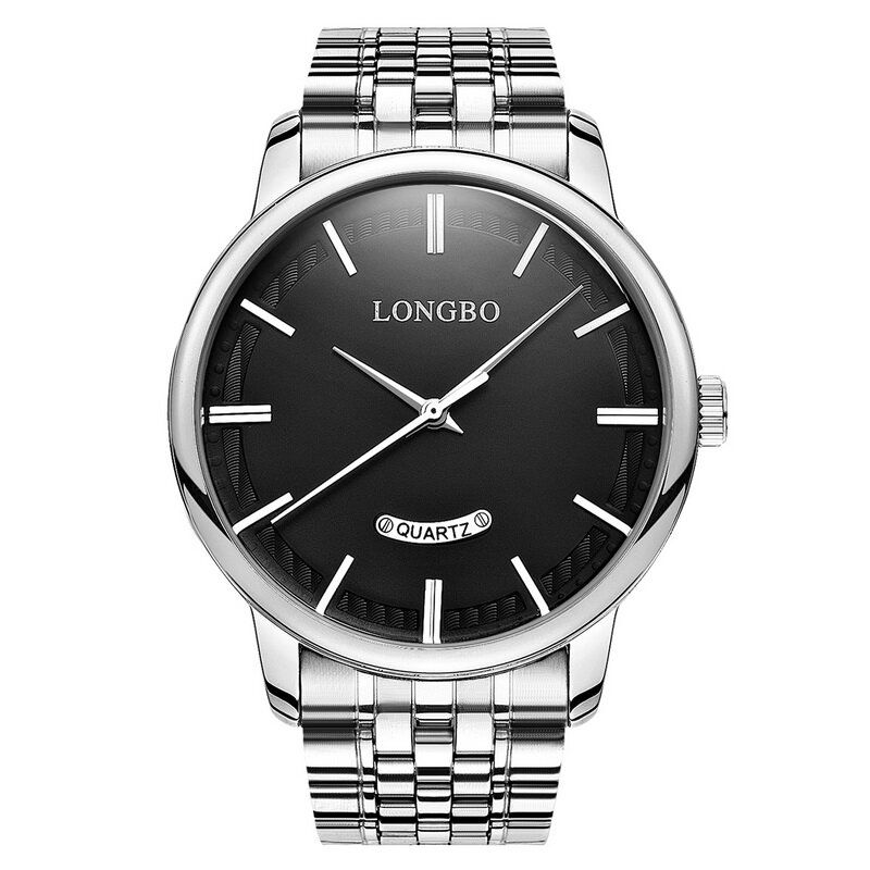 Longbo 80232 Fahsion Business Style Correa De Acero Completa Reloj De Cuarzo Para Hombre Con Esfera Simple