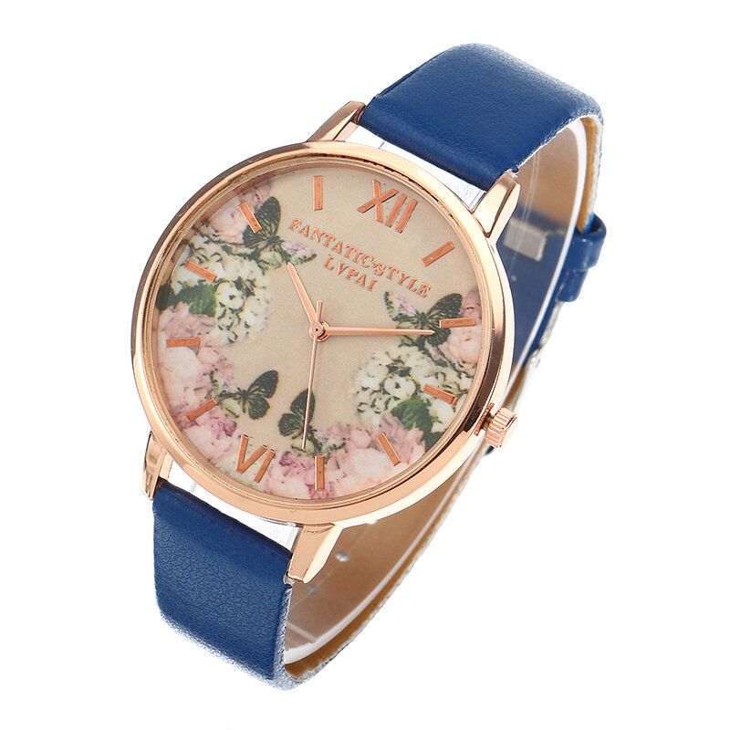 Lvpai Casual Fashion Landscape Pattern Pu Correa De Cuero Reloj De Pulsera Para Mujer Reloj De Cuarzo