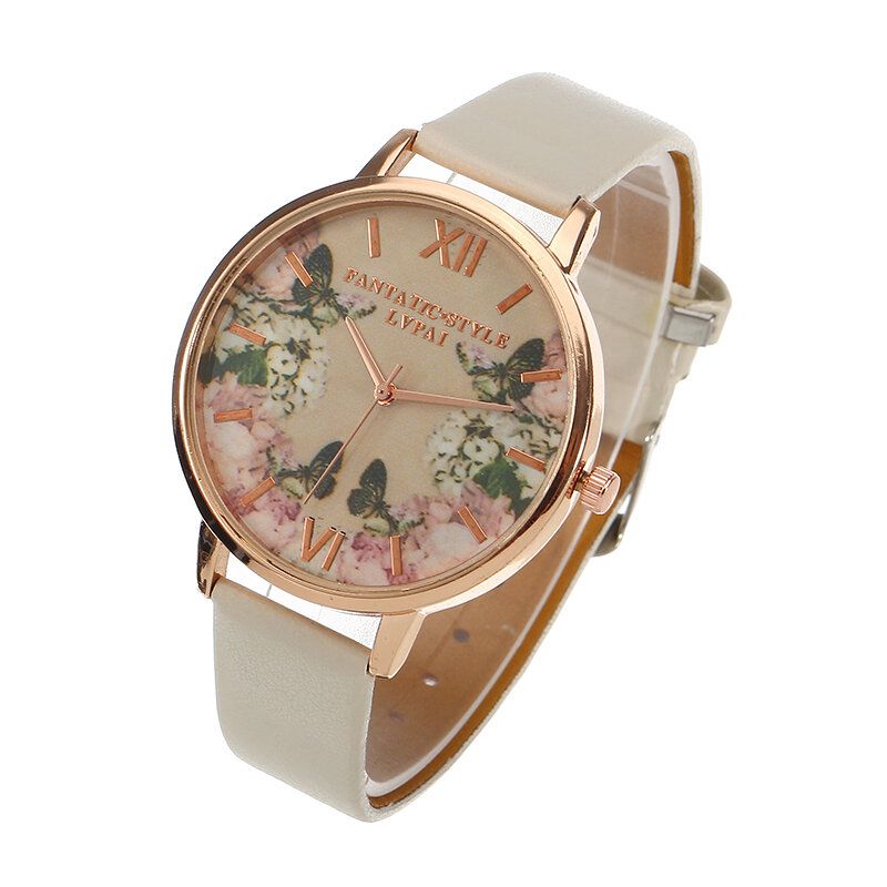 Lvpai Casual Fashion Landscape Pattern Pu Correa De Cuero Reloj De Pulsera Para Mujer Reloj De Cuarzo